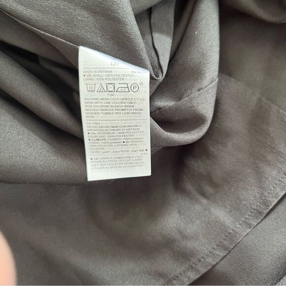 Old Navy Black Waist Defined Ruffle-Trim Faux-Wrap Georgette Midi Dress - Picture 3 of 9